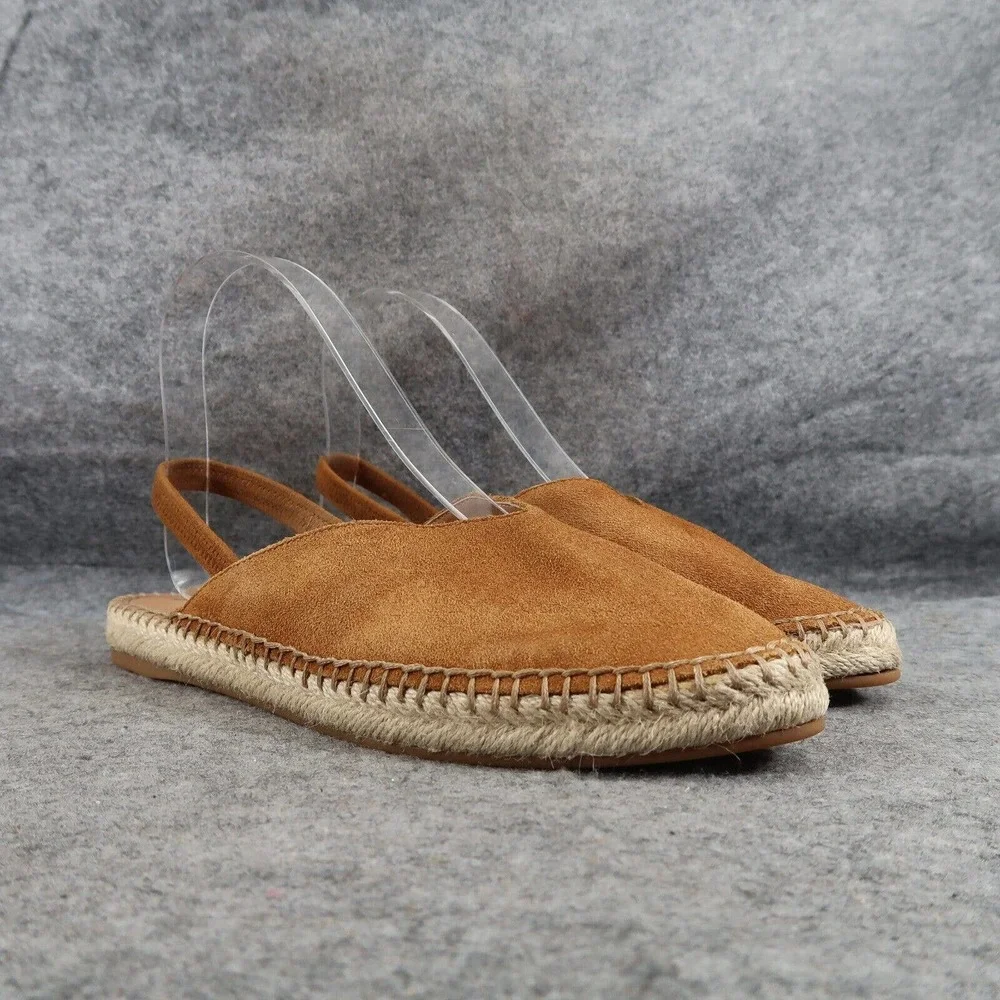 Find Shoes Womens 6.5 Slingback Sandal Flats Espadrille Leather Slip On Classic